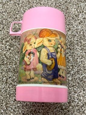 Vintage 1980’s Keny Pink Vintage Bunny Illustration Thermos Bottle
